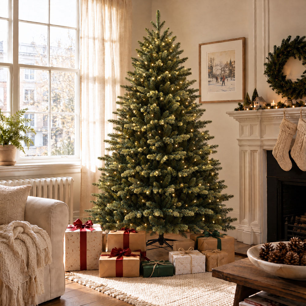 Artemis Home Ferncombe Warm White and Multicolour LED Pre-Lit Green Artificial Christmas Tree 6ft Image 3