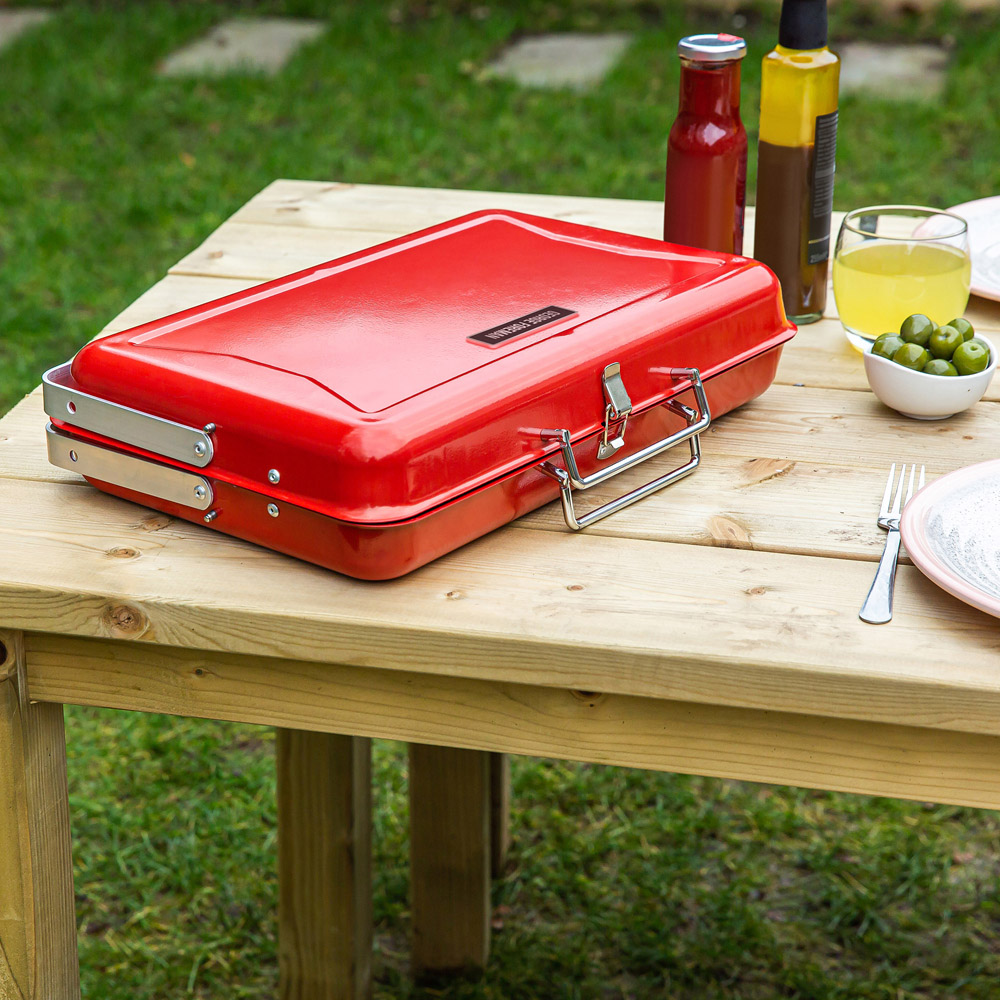 George Foreman Red Portable Briefcase Charcoal BBQ Image 8