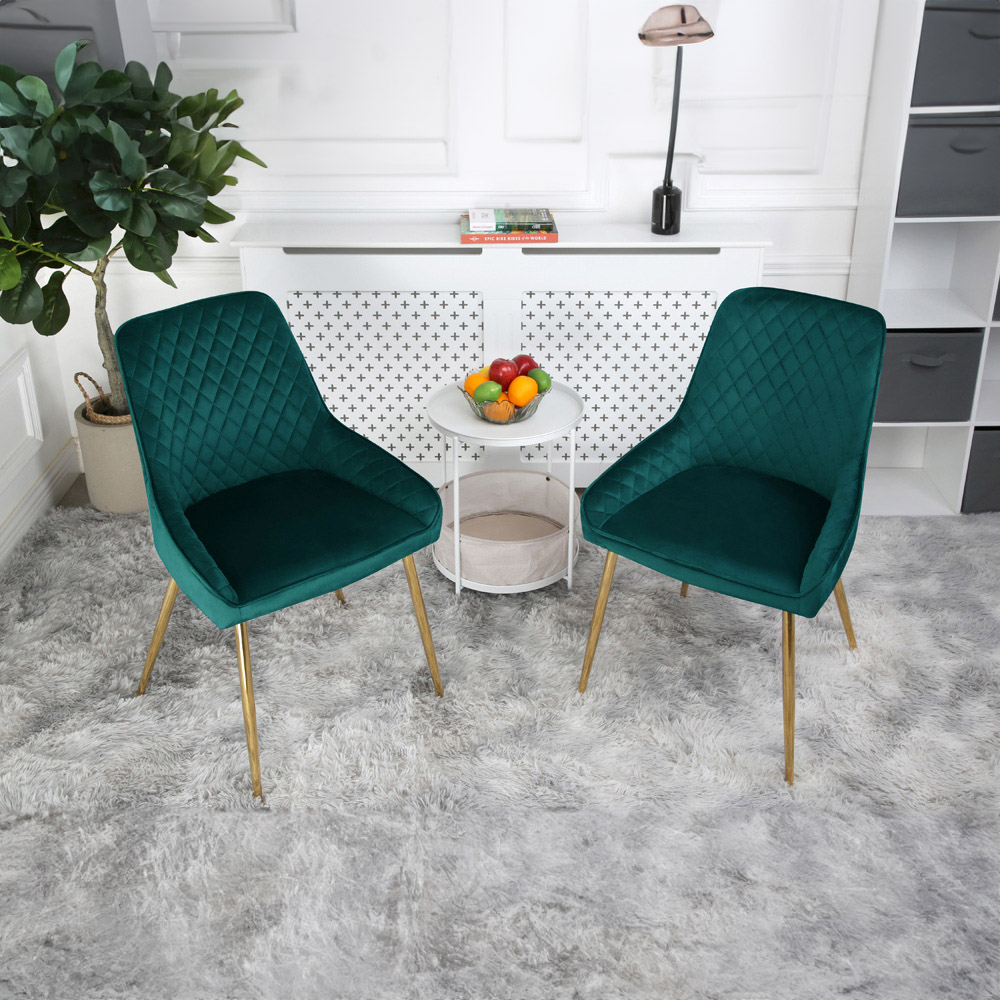 Hamilton Set of 2 Green Velvet Dining Chair Image 8
