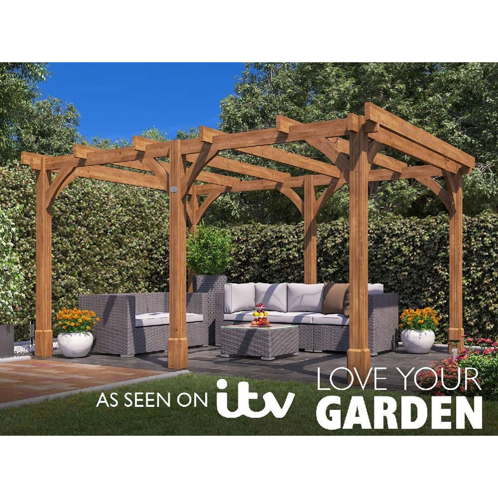 Dunster House Leviathan 4 x 3m Brown Wooden Pergola Plant Frame Image 9