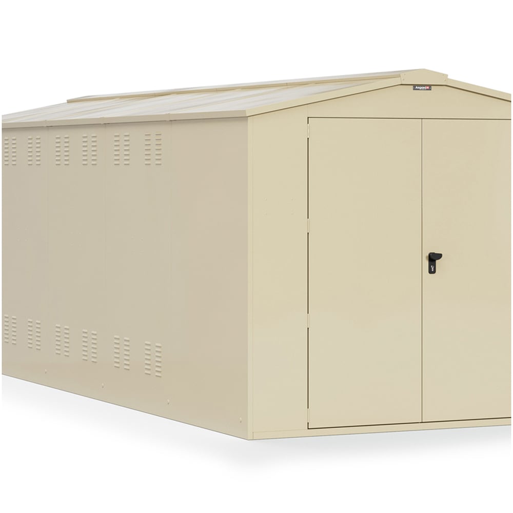 Asgard Gladiator 7 x 18ft Double Door Cream High Security Apex Motorcycle Garage Image 3
