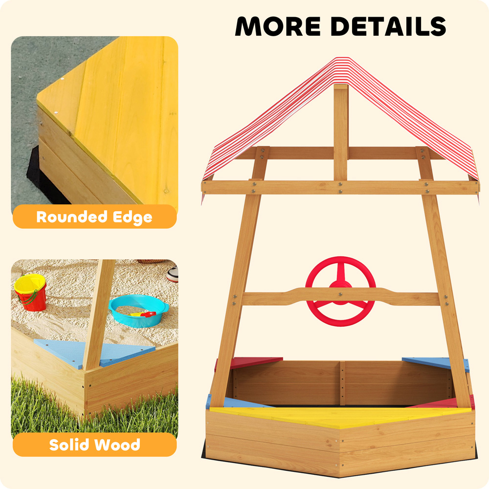 AIYAPLAY Kids Wooden Sandpit with Canopy Image 8