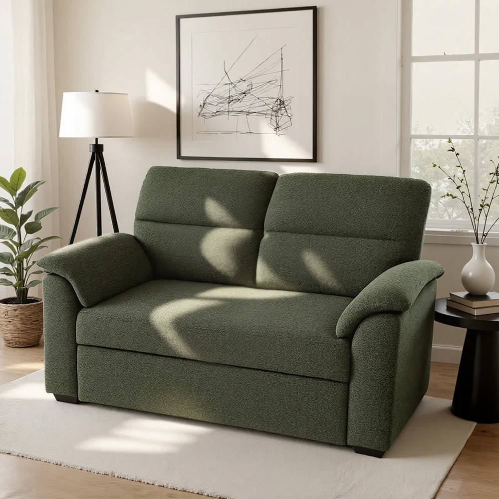 HGD Tivoli 2 Seater Luxury Boucle Green Pull out Sofa Bed | Homebase