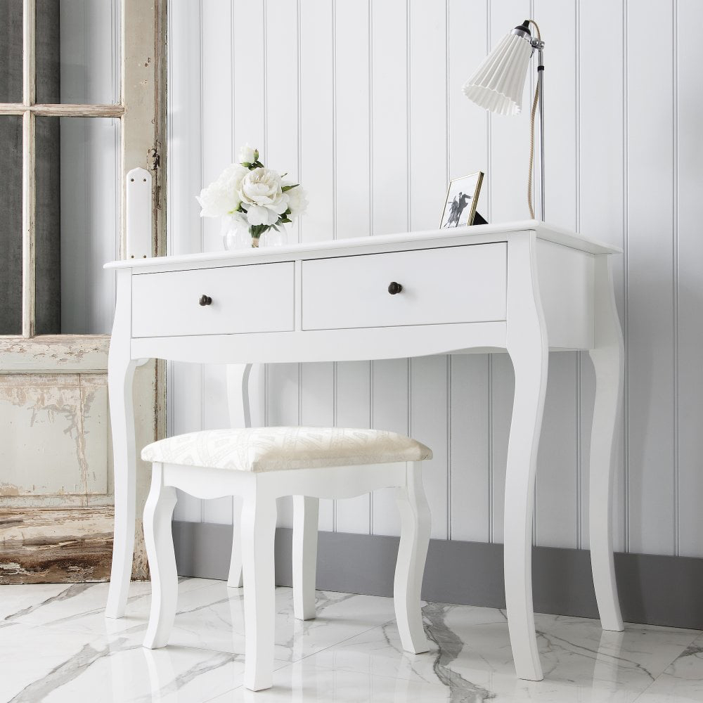 Noa and Nani Camille 2 Drawer White Dressing Table and Stool Set Image 7