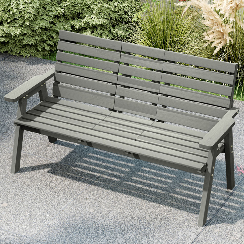 Outsunny Convertible 3 Seater Grey Wooden Bench Image 1