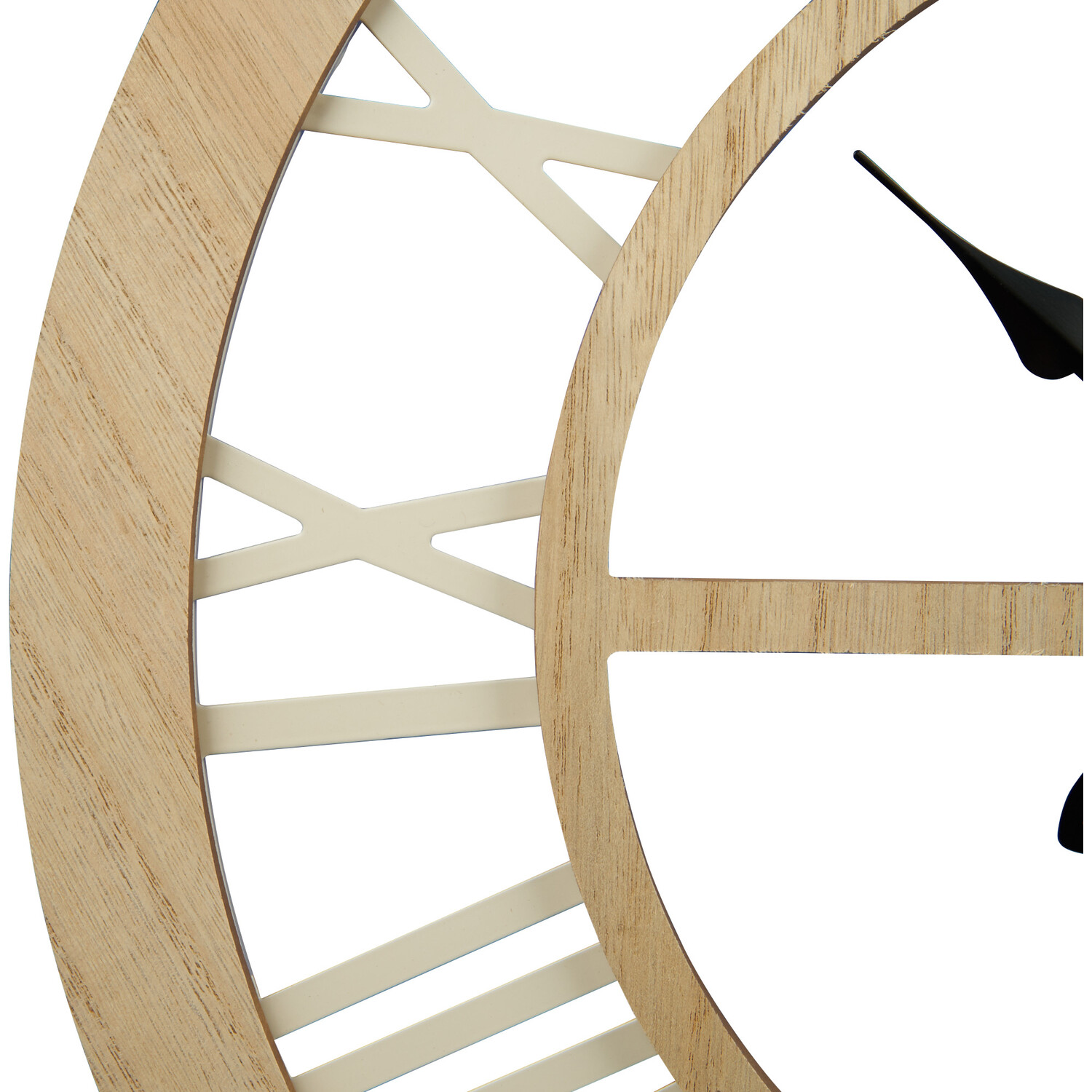Natural Washed Wood Roman Numeral Round Wall Clock 50cm Image 2