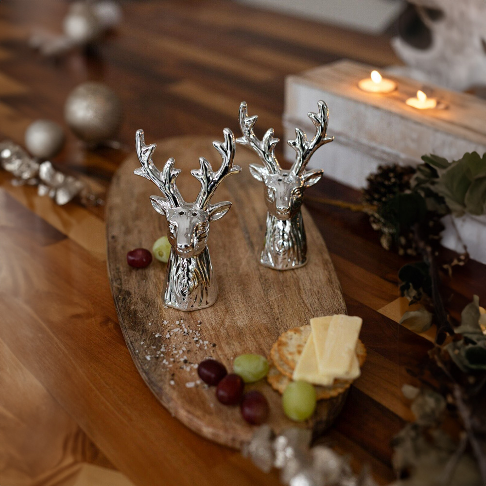 Marco Paul Silver Stag Head Salt and Pepper Mill Set Image 2