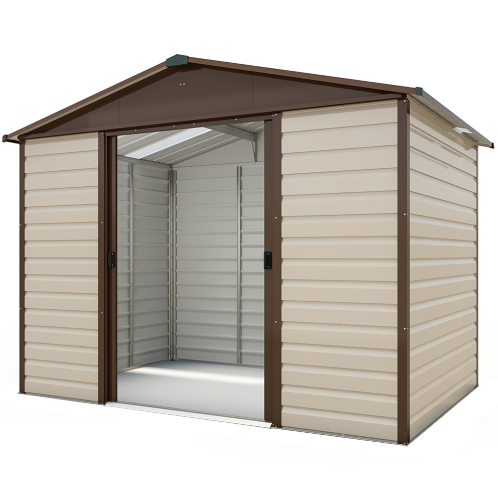Yardmaster Shiplap Deluxe 10 x 8ft Brown Metal Apex Storage Shed Image 1