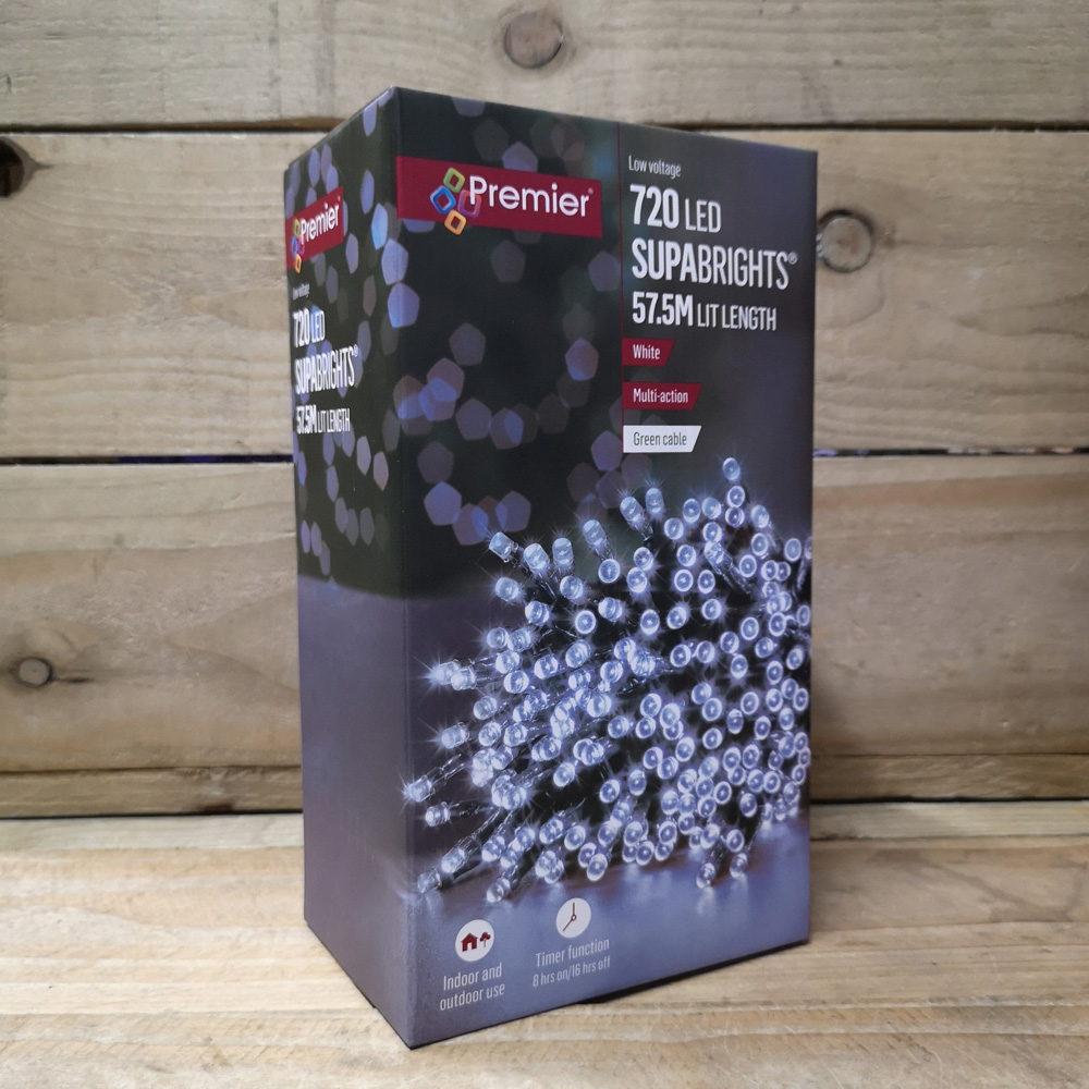 Premier SupaBrights 720 Cool White LED Multi-Function Green Cable String Light 57.5m Image 9