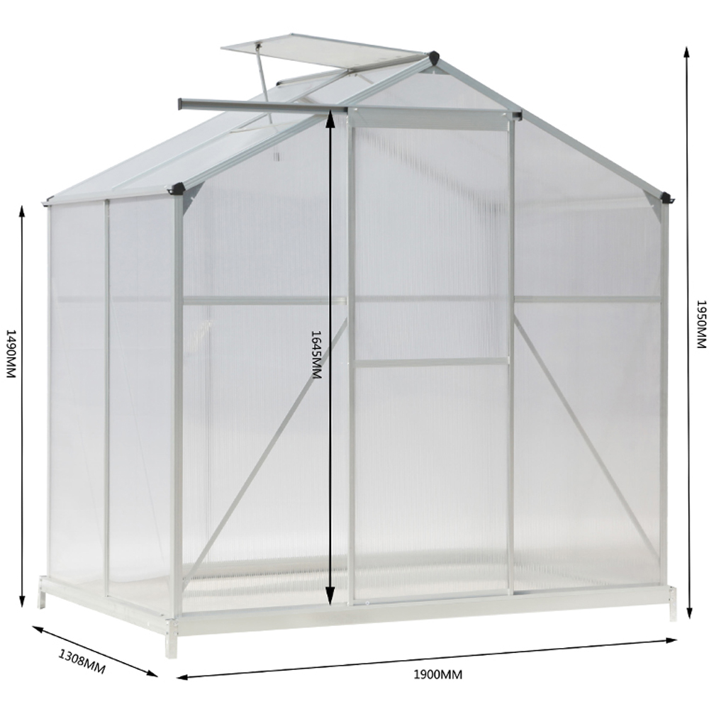 Living and Home Aluminium 4.2 x 6.2ft Hobby Greenhouse with Base Image 7