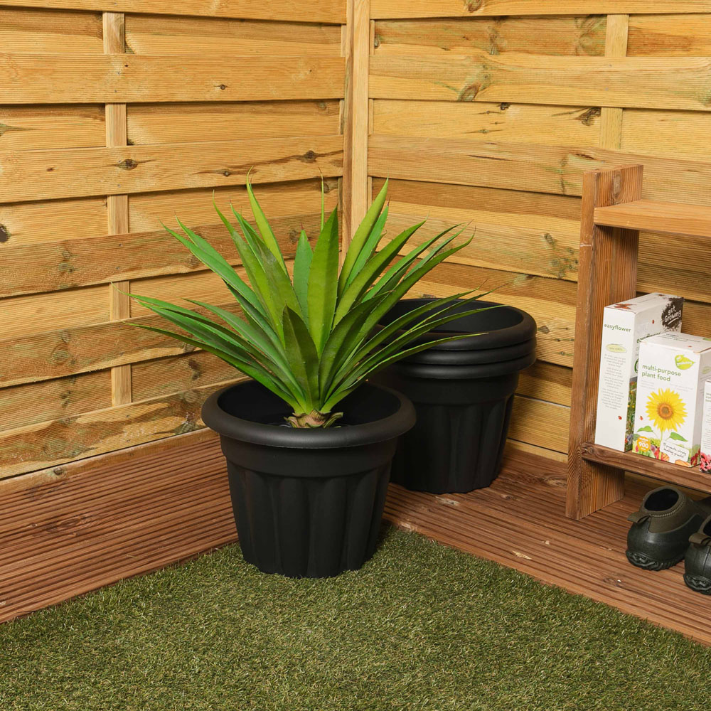 Wham Vista Slate Round Planter 33cm 4 Pack Image 2