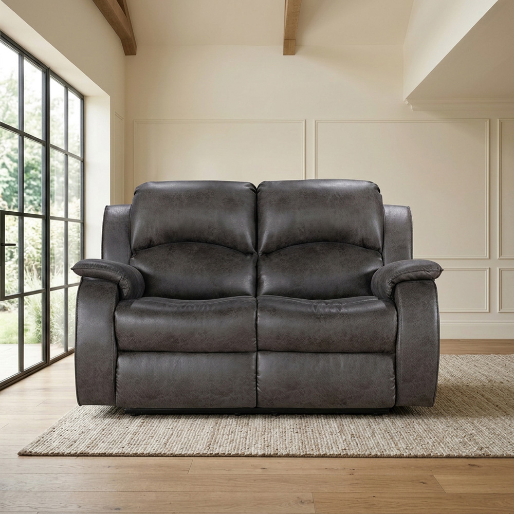 Monaco Pellissima 2 Seater Grey Leather Manual Recliner Sofa Image 3