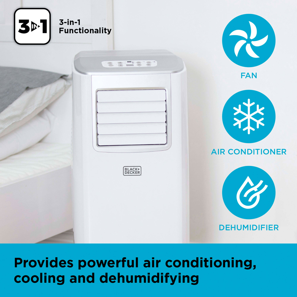 BLACK+DECKER White 3 in 1 9000BTU Portable Air Conditioner Image 3