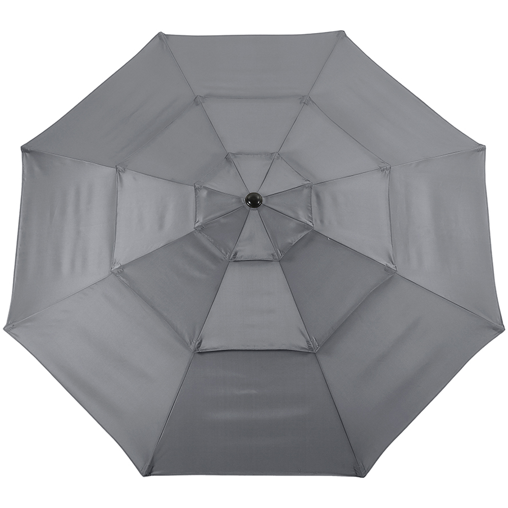 Living and Home Light Grey 3 Tier Crank and Tilt Parasol with Weave Cement Base 3m Image 2
