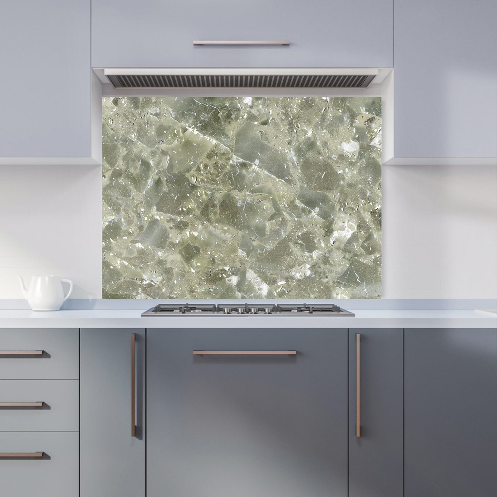 Warren Reed Designer Sage Green Quartz Effect Glass Kitchen Splashback 65 x 90cm Image 1