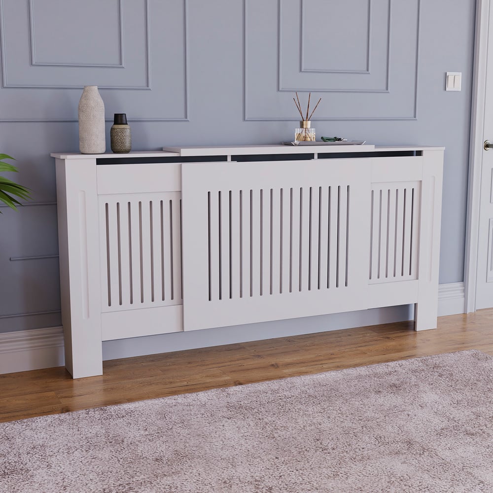 Vida Designs Chelsea White Radiator Cover Adjustable Image 7