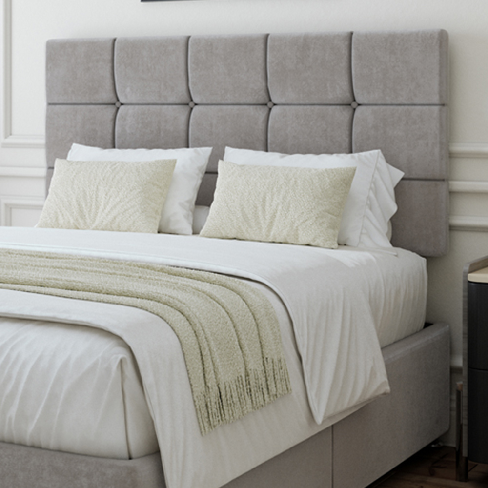 Bedmaster Single Seal Grey Naples Linen Divan Base with Pearl Headboard Image 2