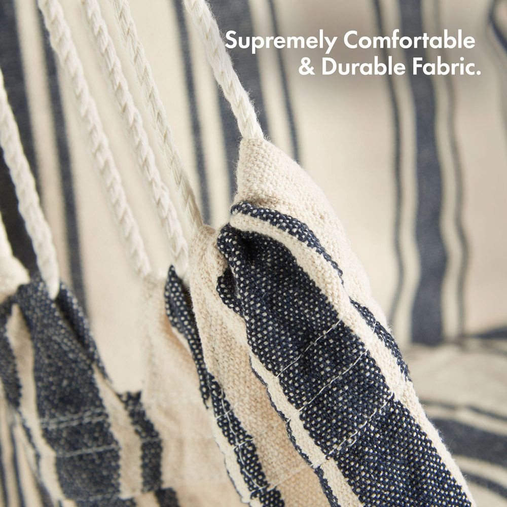 VonHaus Blue and White Striped Hanging Garden Swing Chair Image 6