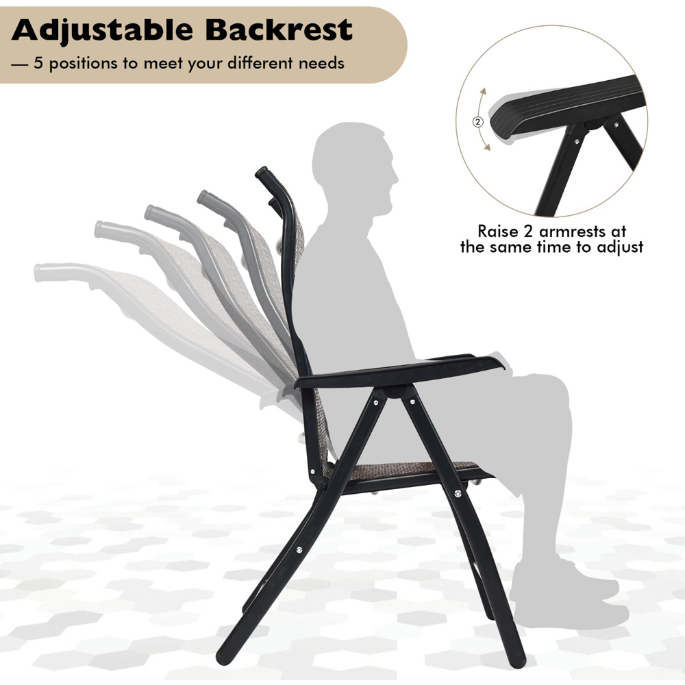 Costway Foldable Rattan Reclining Chair with Widened Armrest Image 8