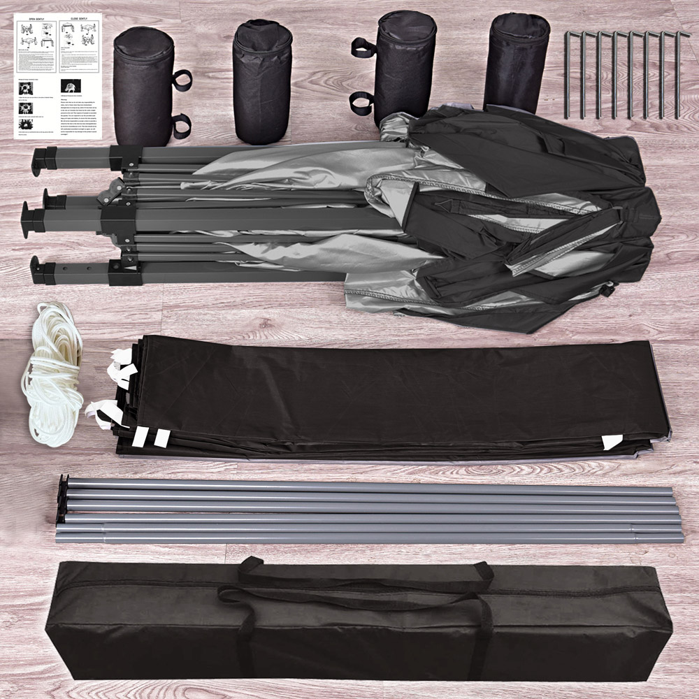 Black Pop Up Outdoor Gazebo 3 x 3m Image 4