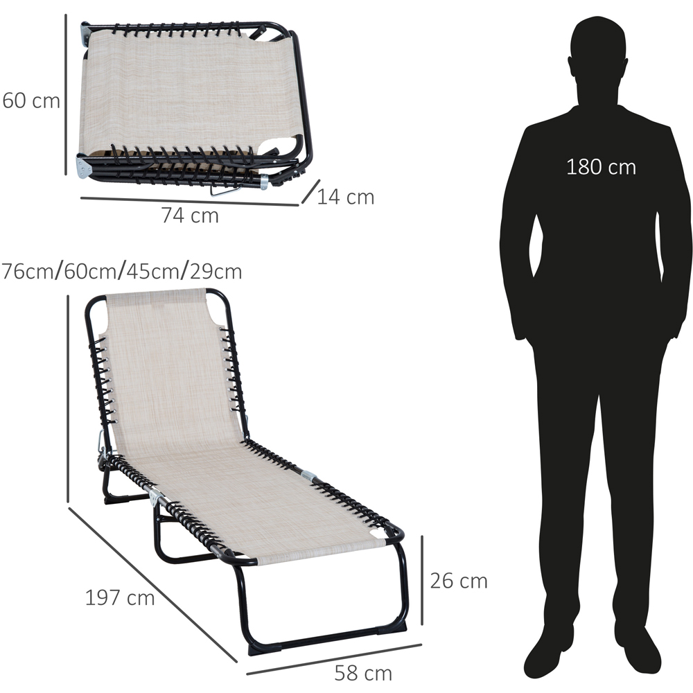 Outsunny Cream White Foldable Chaise Sun Lounger Image 8