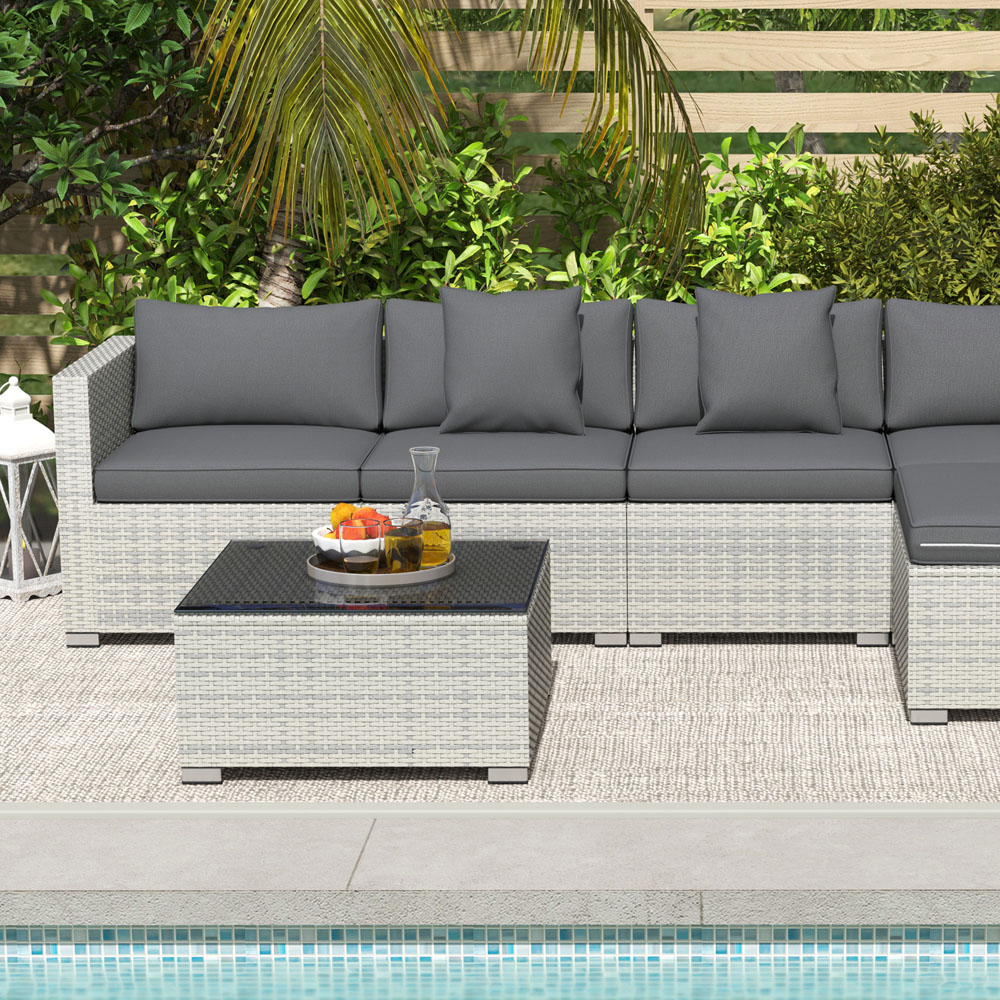Outsunny 5 Seater Mixed Grey Rattan Corner Sofa Set Image 3