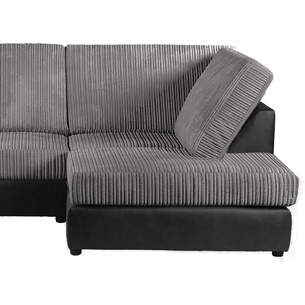 Luxor 4 Seater Black and Grey Jumbo Cord Right Hand Facing Full Back L Shaped Corner Sofa Set Image 3
