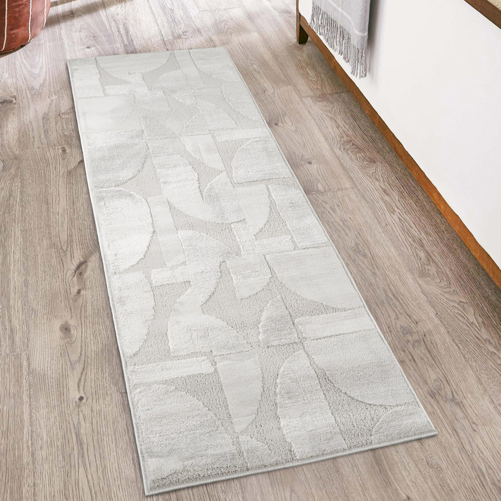 Silverabstrackt Rug Desire Rugs Hamilton Silver Abstract Motif Rug 120 x 170cm | Homebase