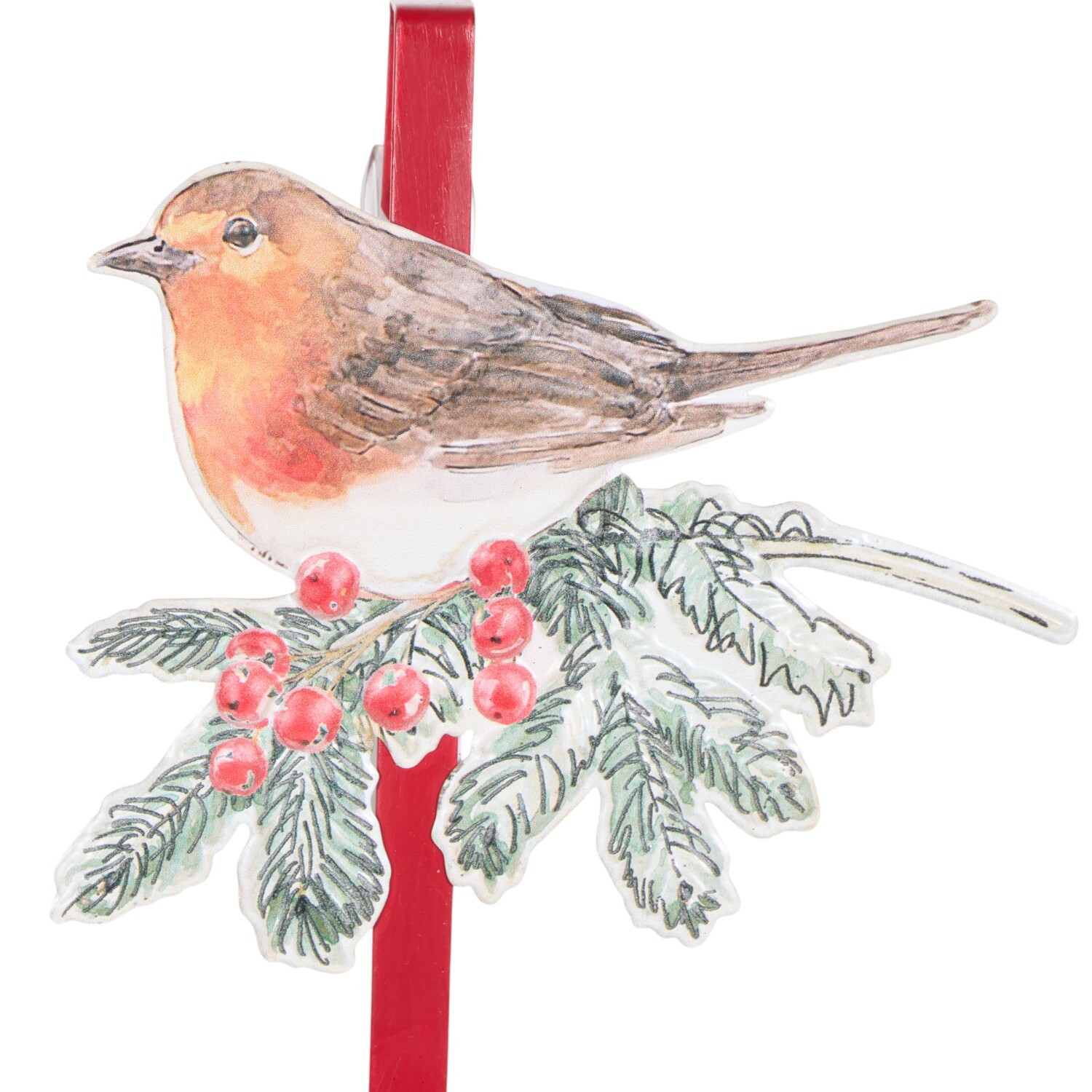 Christmas Robin Metal Wreath HangerRed Image 2