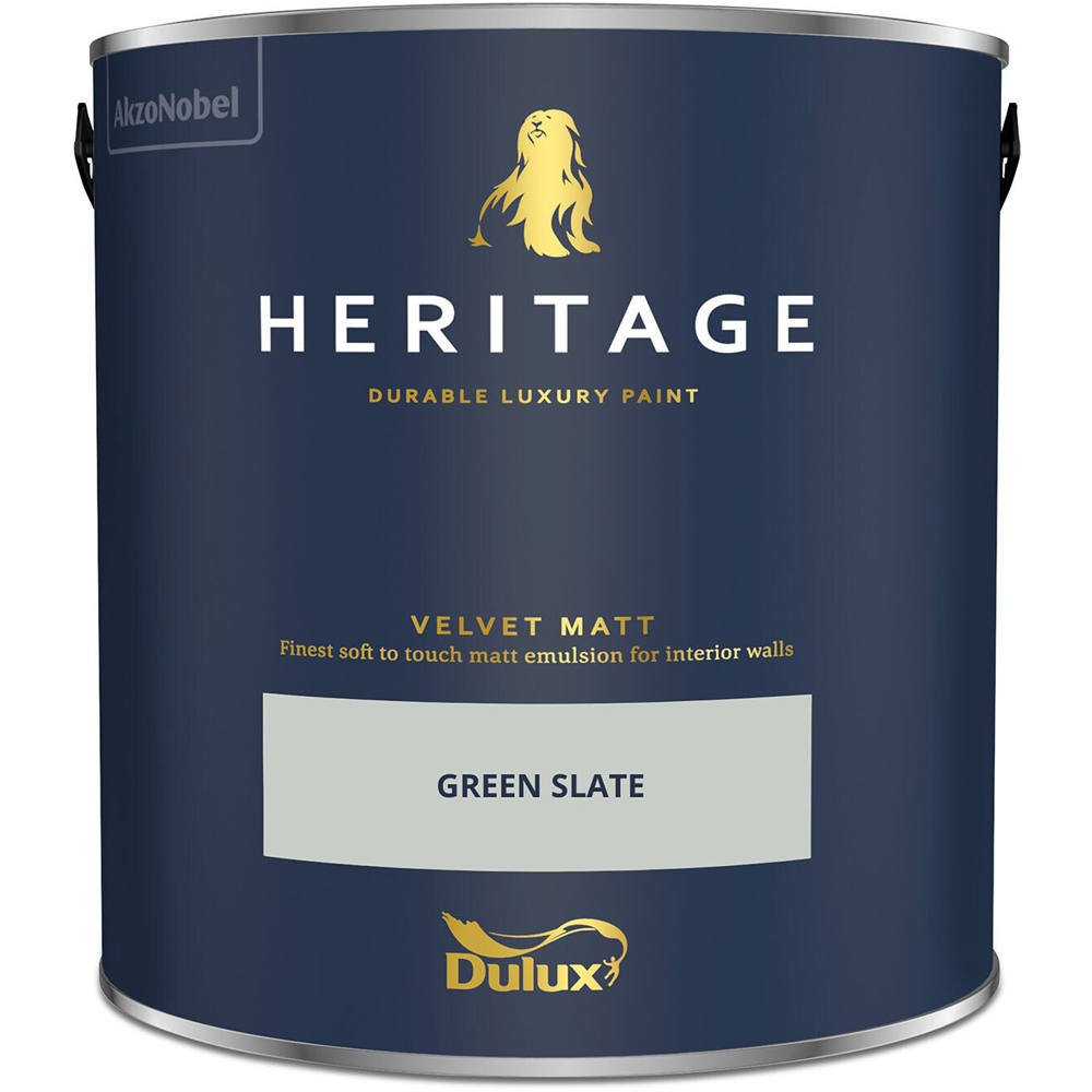 Dulux Heritage Walls and Ceilings Green Slate Velvet Matt Emulsion Paint 2.5L Image 2