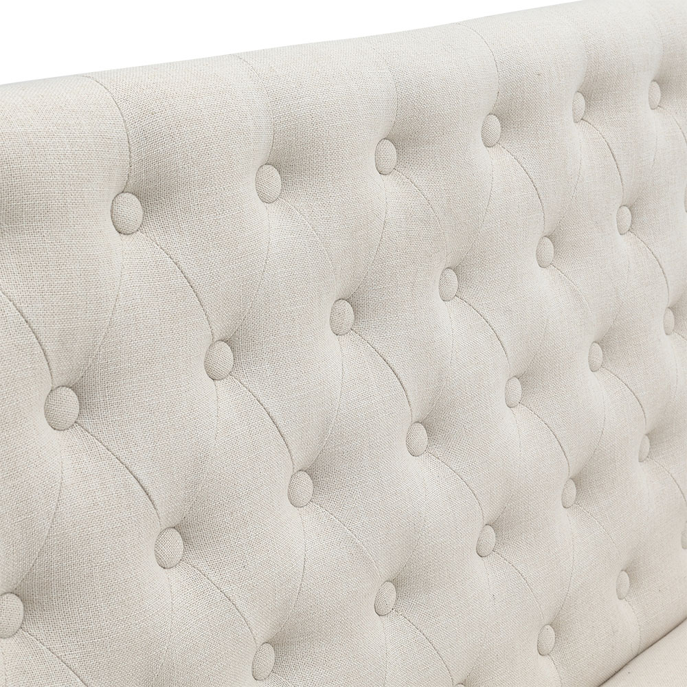 Living and Home 2 Seater Beige Upholstered Tufted Dining Bench Image 4