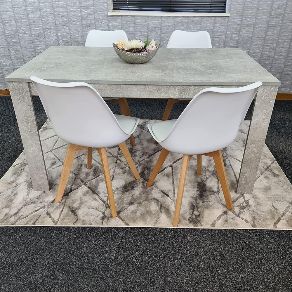 Portland Plastic Leather 4 Seater Dining Set Stone Grey and White Image 7