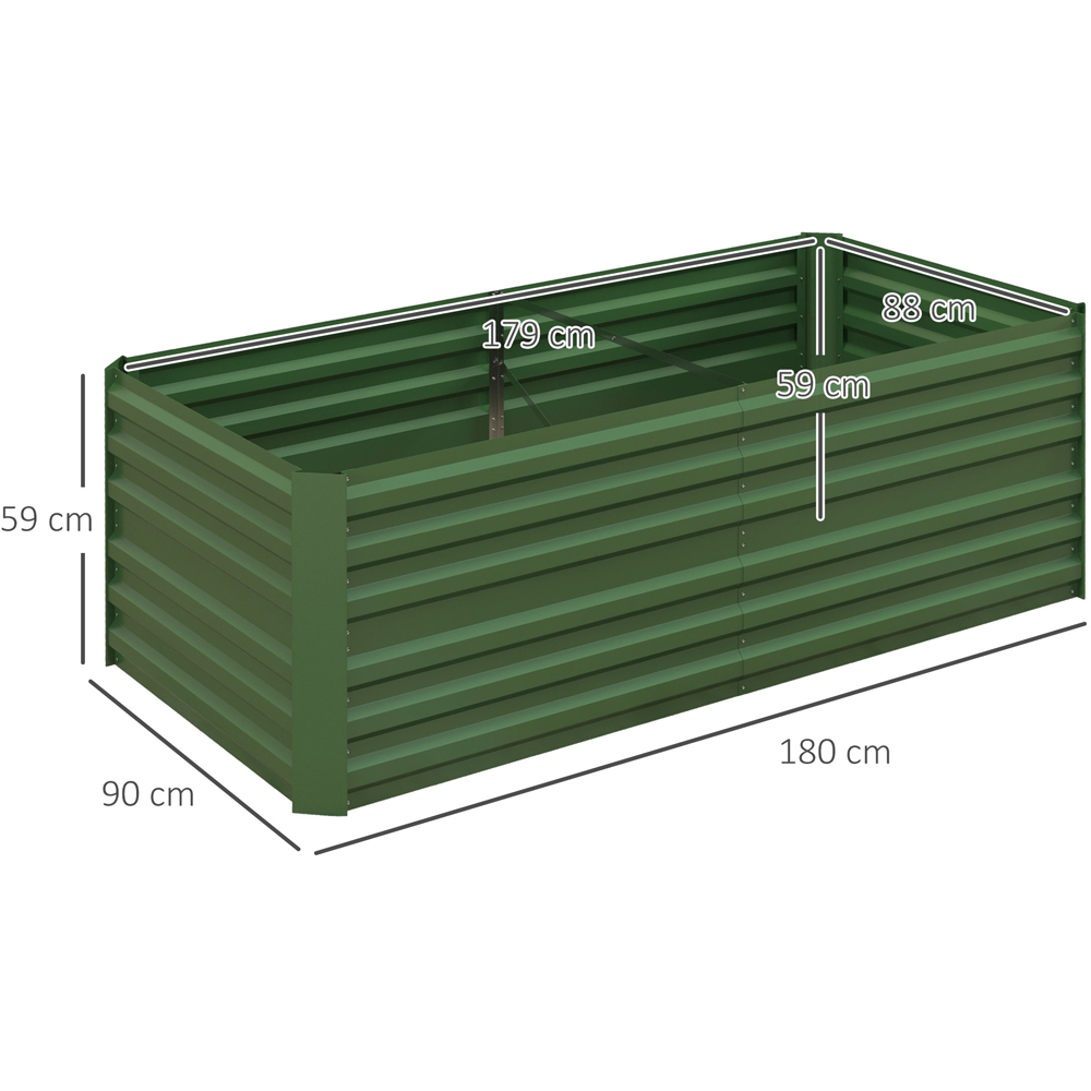 Outsunny Green Galvanised Steel Raised Garden Bed with Reinforced Rods 59 x 90 x 180cm Image 8