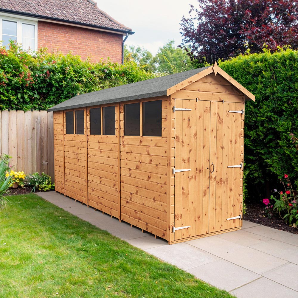 Empire Sheds 4 x 14ft Double Door Tongue and Groove Wooden Apex Garden Shed Image 1