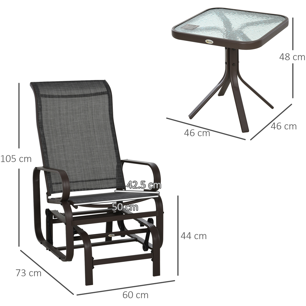 Outsunny Set of 2 Outdoor Rocking Swing Chair with Tea Table Image 7