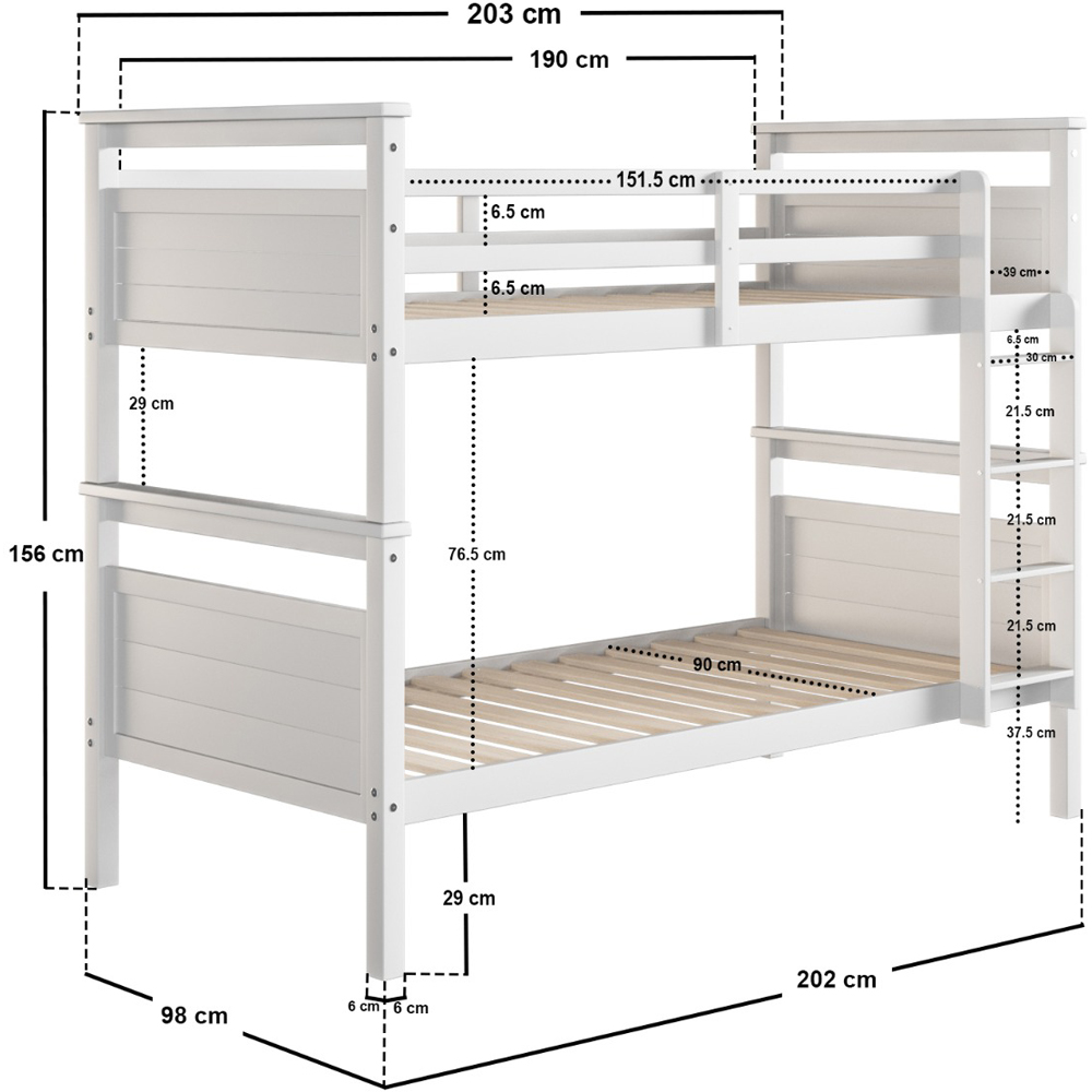 Flair Atlanta 2 Sleeper White Detachable Bunk Bed Image 6