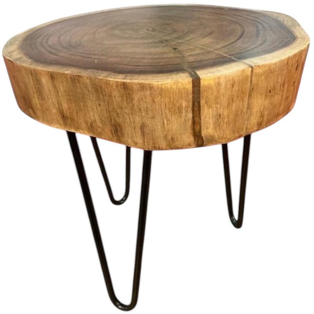 Acacia Home Brown Round Wooden Stool Image 2