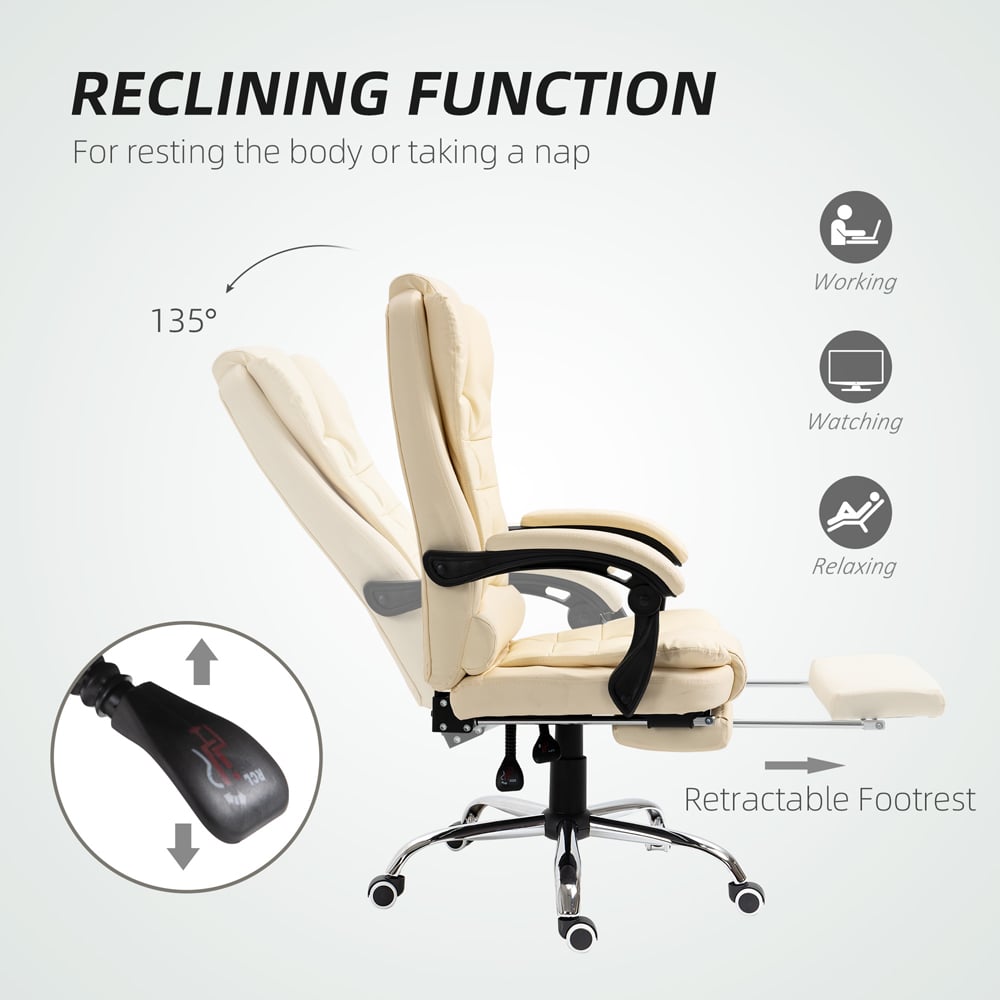Portland Cream Recliner Executive Office Chair with Footrest Image 3