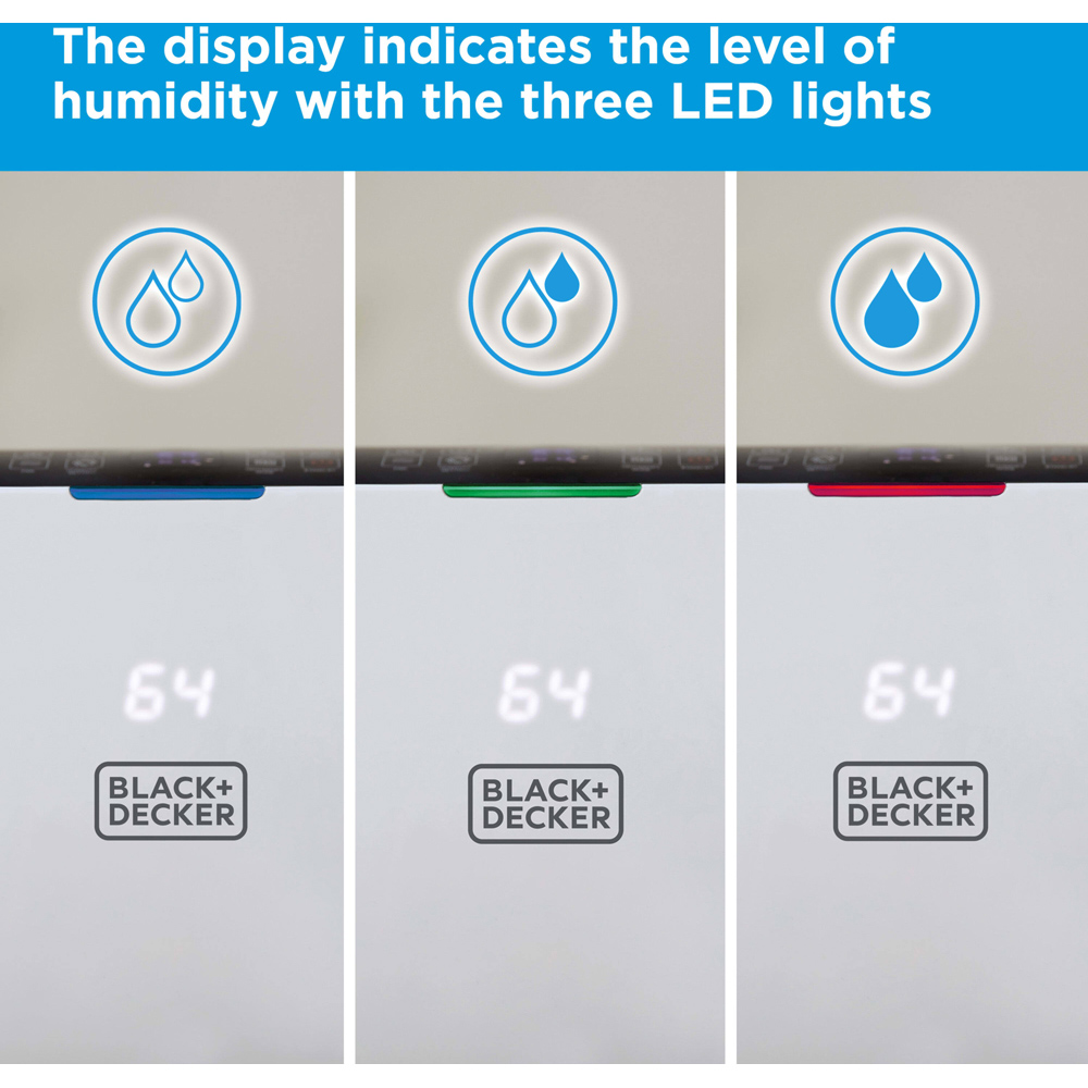 Black+Decker 20L Smart Dehumidifier with 24H Timer and 6.5L Water Tank Image 9
