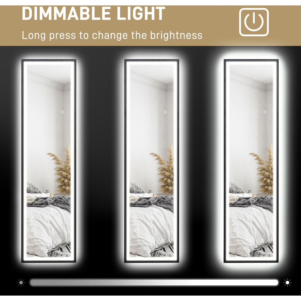 Portland Black Metal Frame Full Length Mirror with Adjustable Lights 150 x 40cm Image 5