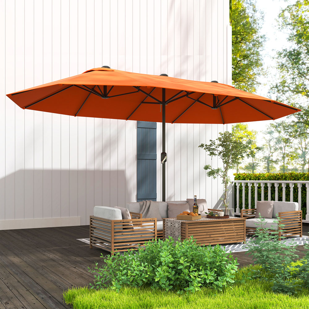Outsunny Orange Crank Handle Double Sided Umbrella 4.6m Image 3