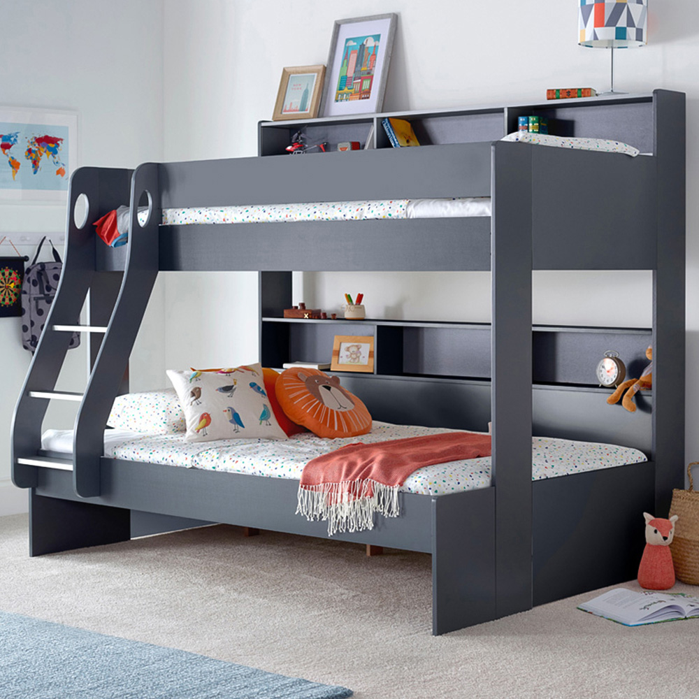 Bedmaster Oliver Triple Sleeper Onyx Grey Bunk Bed with Orthopaedic Mattresses Image 1