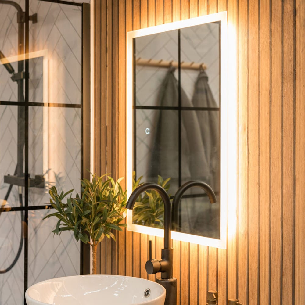 ValueLights Rectangular LED Backlit Bathroom Mirror with Touch Control Image 5