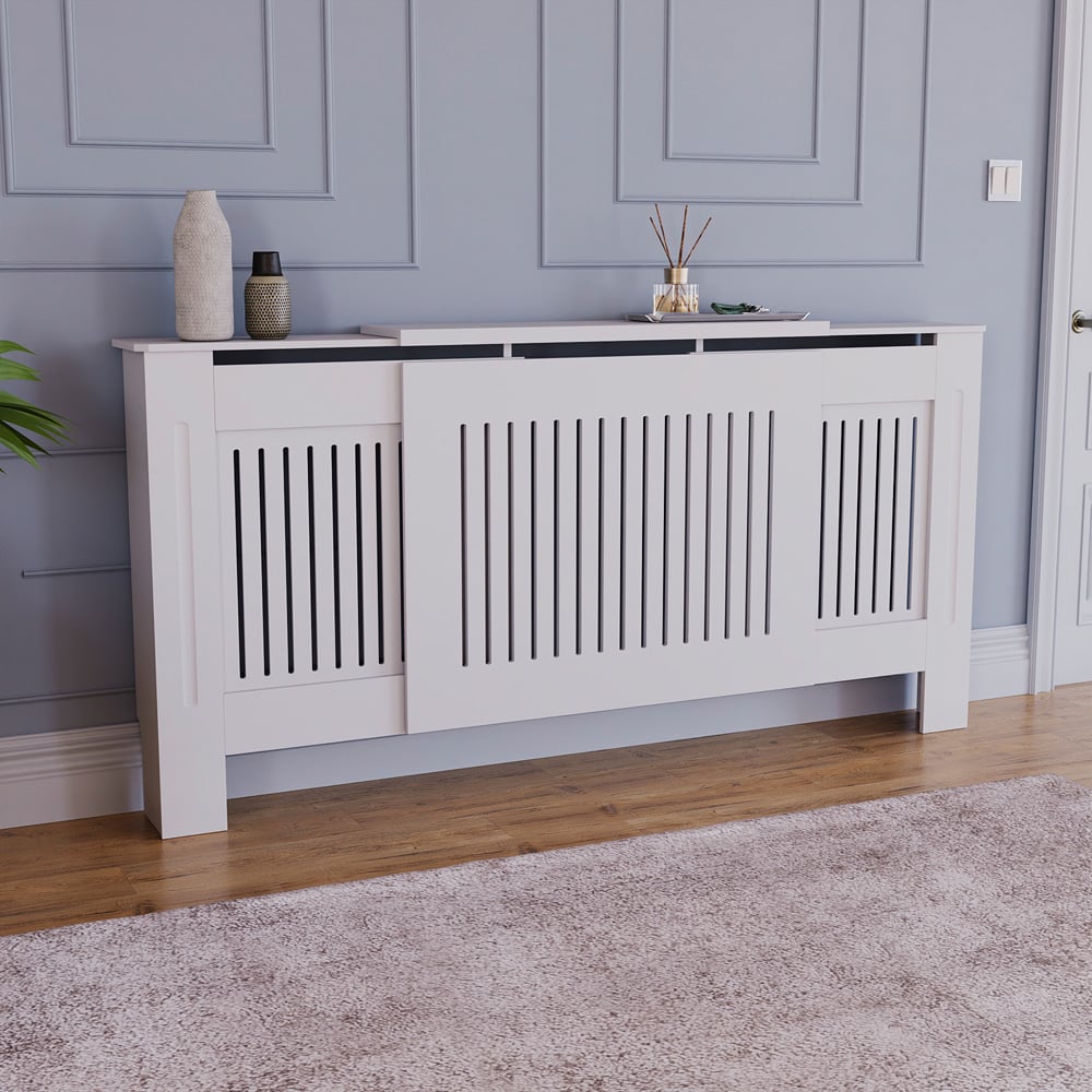 Vida Designs Chelsea White Radiator Cover Adjustable Image 2