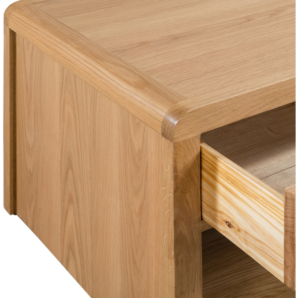 Julian Bowen Curve Single Drawer Oak Coffee Table Image 6