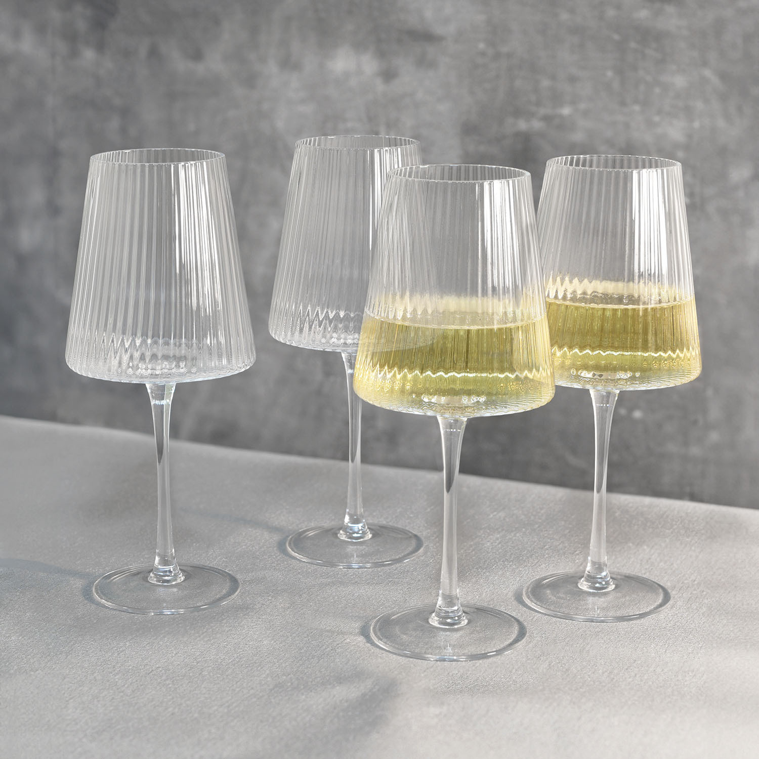 Pack of 4 Anya Ribbed Wine Glass - Clear Image 2