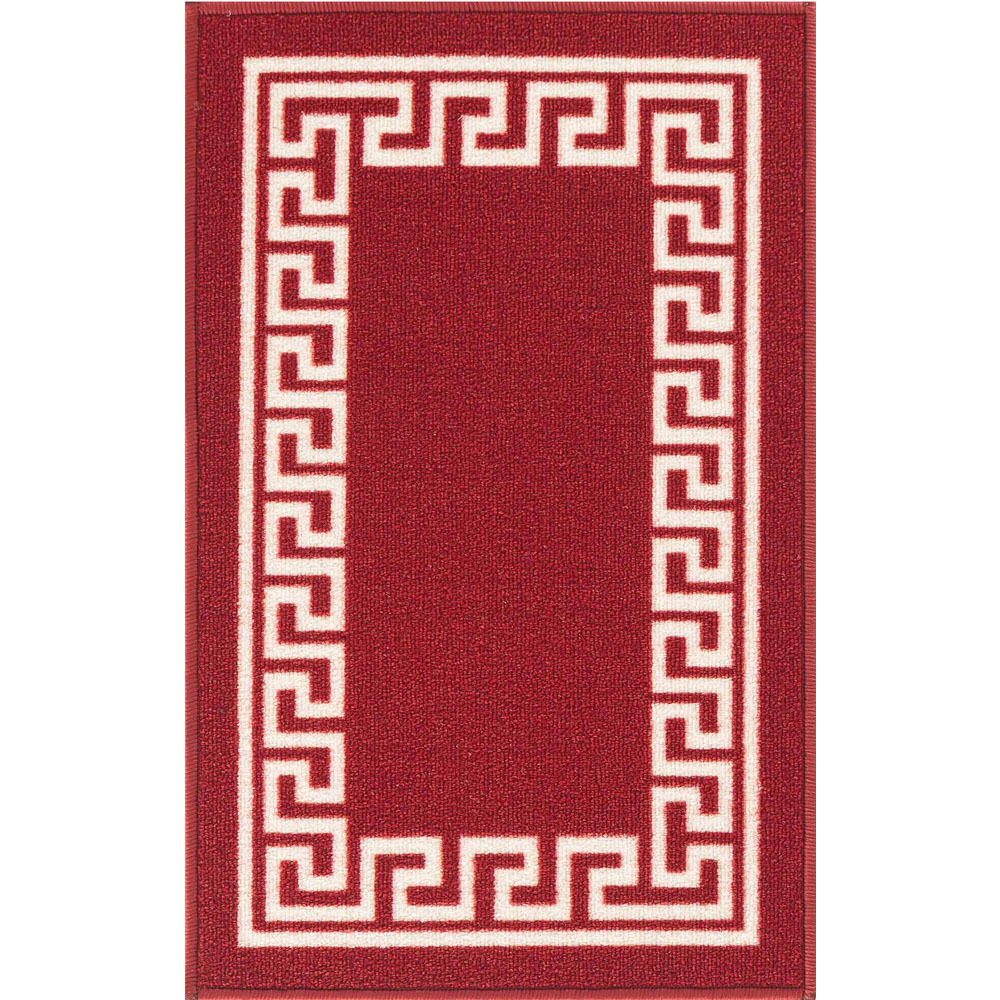 Desire Rugs Havana Red and White Greek Key Anti Slip Door Mat 80 x 50cm Image 1
