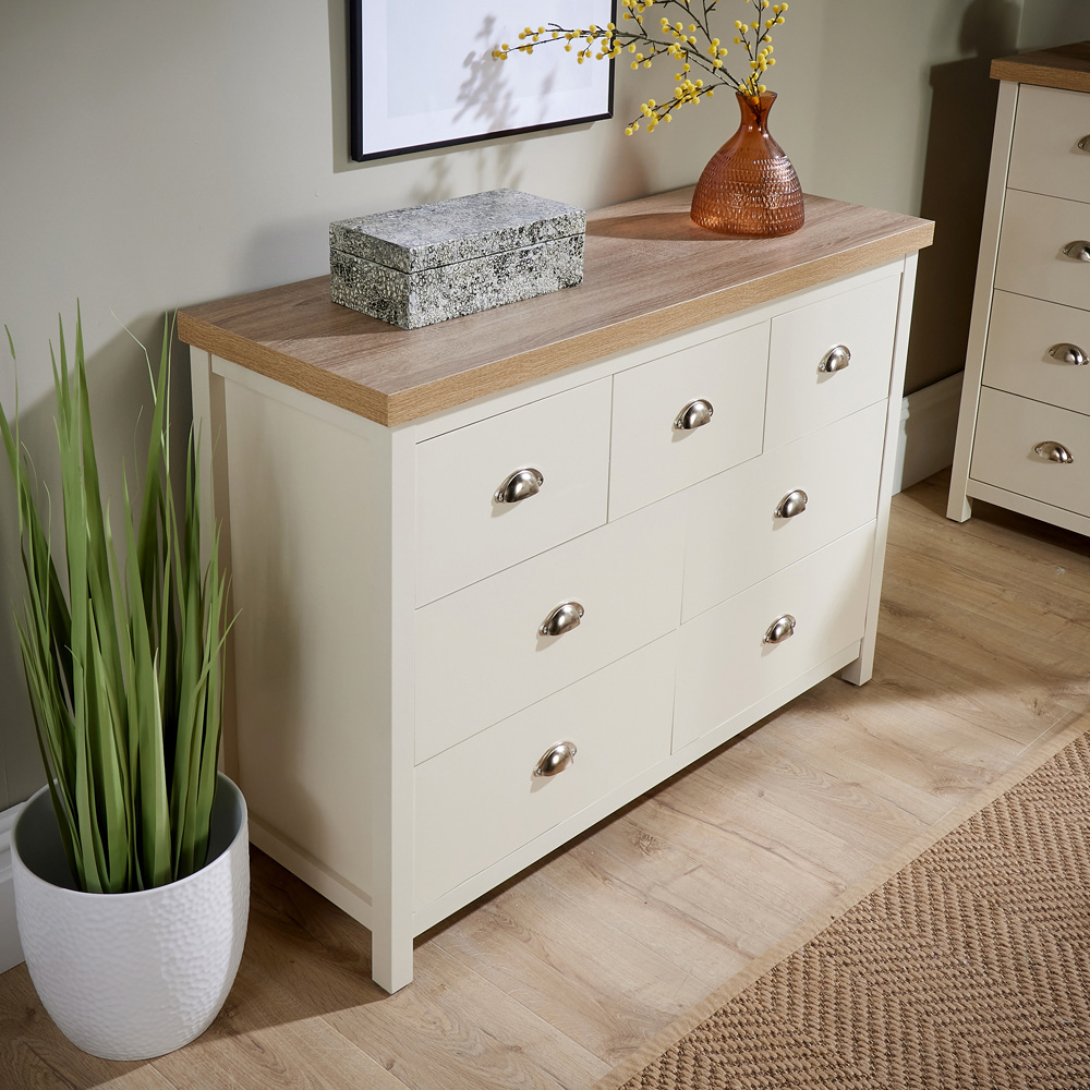 Home Source Avon 7 Drawer Off White Chest of Drawers Image 7