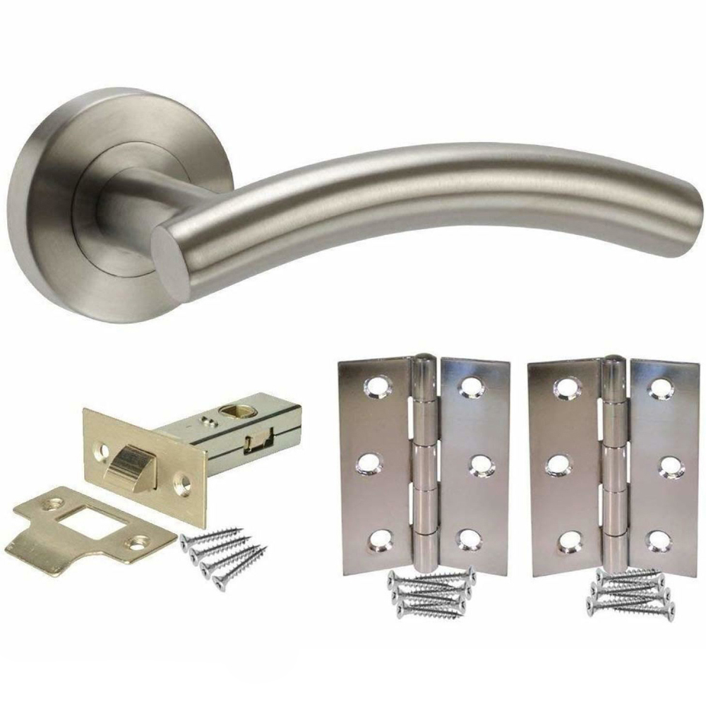 Golden Grace Satin Chrome Arched T-Bar Lever Door Handle Set 7 Pack Image 2