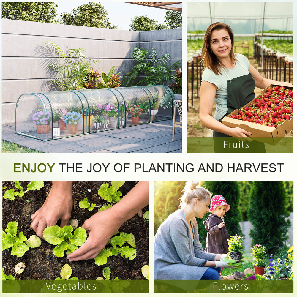 Outsunny Long Plastic Cover Tunnel 12.9 x 3.2ft Greenhouse Image 5